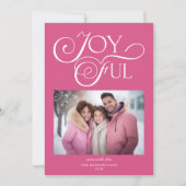 ピンクモダンの喜びの休日の写真 シーズンカード (正面)