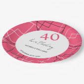 ピンクモダンの図形パターン ペーパープレート (アングル)