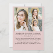 ピンクモダンの大学院シンプル写真卒業 案内状 (裏面)