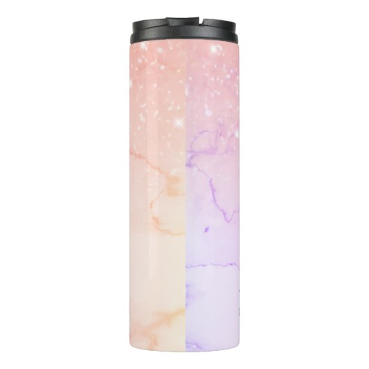 ピンクモダンの大理石とグリッターのスパークル名 タンブラー (裏面)