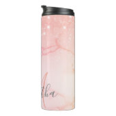 ピンクモダンの大理石とグリッターのスパークル名 タンブラー (回転右)