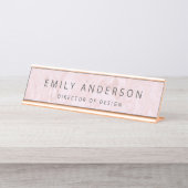 ピンクモダンの大理石パーソナライズされた デスクネームプレート (正面)