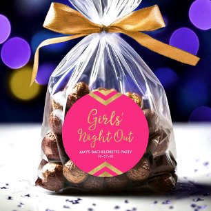 ピンクモダンの女の子のナイトアウトフェイク金ゴールドシェブロン ラウンドシール