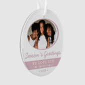 ピンクモダンの季節の挨拶のスクリプトフォト オーナメント (正面)