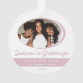 ピンクモダンの季節の挨拶のスクリプトフォト オーナメント (裏面)