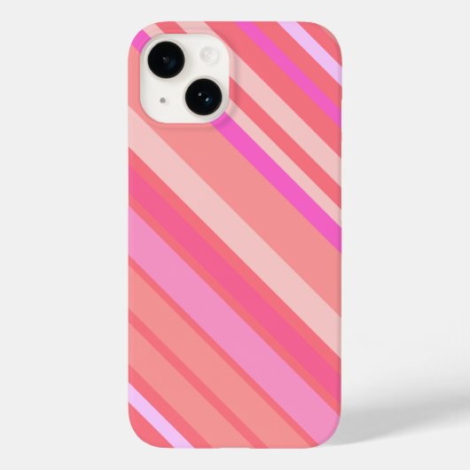 ピンクモダンの対角ストライプかわいい Case-Mate iPhoneケース (裏面)