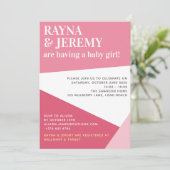 ピンクモダンの幾何学少女カップルの赤ちゃんシャワー 招待状 (スタンド正面)