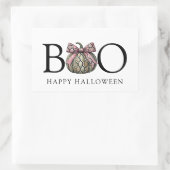 ピンクモダンの弓が付いたキュートなスネークスキンカボチャ 長方形シール (バッグ)