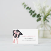 ピンクモダンの弓の卒業式キャップ挿入ネームカード エンクロージャーカード (スタンド正面)