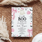 ピンクモダンの弓の小さなブーほとんど赤ちゃんシャワー 招待状