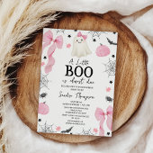 ピンクモダンの弓の小さなブーほとんど赤ちゃんシャワー 招待状