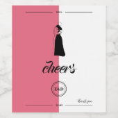 ピンクモダンの手描き結婚カップル ワインラベル (シングルラベル)