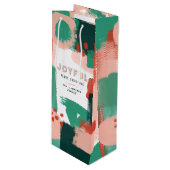 ピンクモダンの抽象的で写実的な赤 + 緑の嬉しい ワインギフトバッグ (正面アングル)