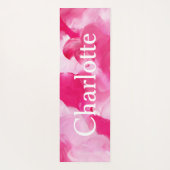 ピンクモダンの抽象芸術のブラパーソナライズされたッシュストローク名 ヨガマット (裏面)