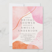 ピンクモダンの抽象芸術シェイプブライダルシャワー 招待状 (正面)
