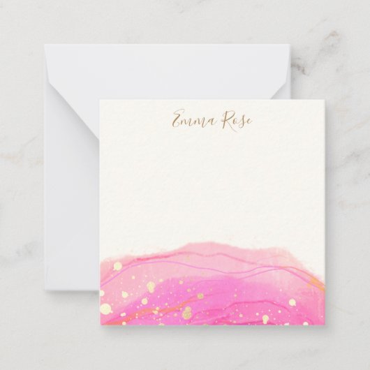 ピンクモダンの抽象芸術水の色ありがとう ノートカード (正面)