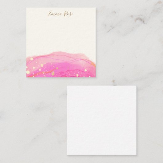 ピンクモダンの抽象芸術水の色ありがとう ノートカード (正面/裏面)