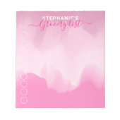 ピンクモダンの書エレガント道食品リスト ノートパッド (正面)