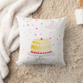 ピンクモダンの月と星のケーキパターン クッション (ブランケット)