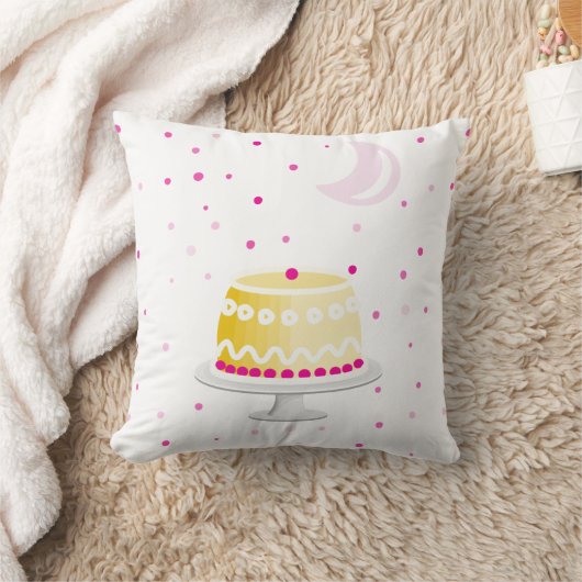 ピンクモダンの月と星のケーキパターン クッション (ブランケット)