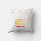 ピンクモダンの月と星のケーキパターン クッション (裏面)
