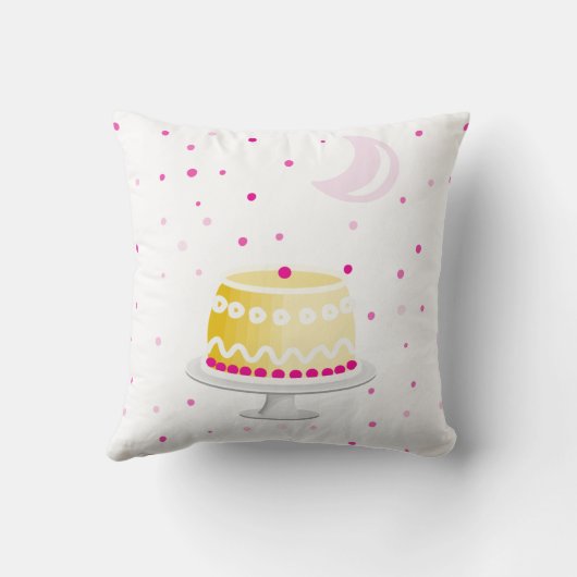 ピンクモダンの月と星のケーキパターン クッション (裏面)