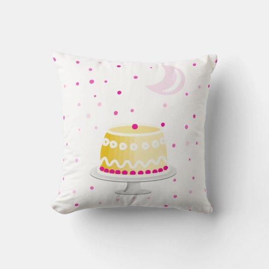 ピンクモダンの月と星のケーキパターン クッション (正面)