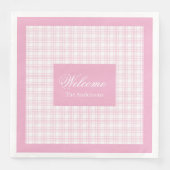 ピンクモダンの格子模様のナパーソナライズされたプキン (正面)