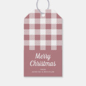 ピンクモダンの格子模様のメリークリスマス ギフトタグ (正面)