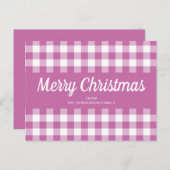 ピンクモダンの格子模様のメリークリスマス ポストカード (正面/裏面)