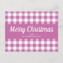 ピンクモダンの格子模様のメリークリスマス