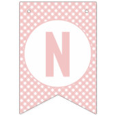 ピンクモダンの格子模様の一間抜けつの誕生日 バンティングフラッグ (第3の旗)