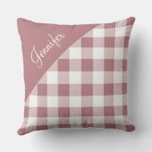 ピンクモダンの格子模様の名前 クッション (裏面)