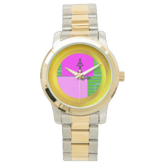 ピンクモダンの正方形の時間 腕時計