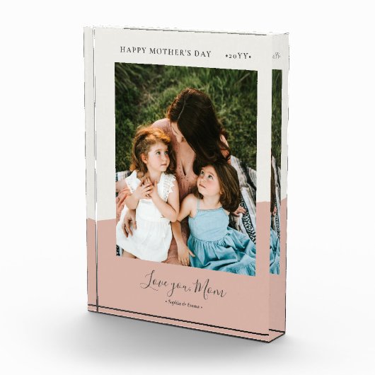 ピンクモダンの母の日の写真ギフト フォトブロック (右)