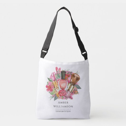 ピンクモダンの水の色のメイクアップアーティストシガーリーック クロスボディバッグ (正面)