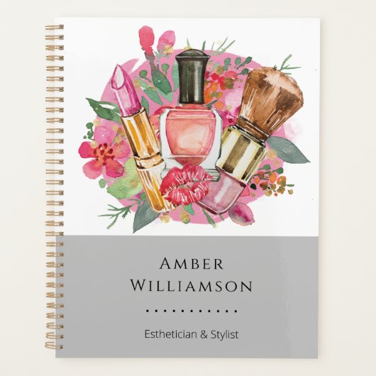 ピンクモダンの水の色のメイクアップアーティストシガーリーック プランナー手帳 (正面)