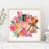 ピンクモダンの水の色のメイクアップアーティストシガーリーック ポスター