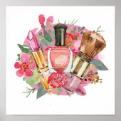 ピンクモダンの水の色のメイクアップアーティストシガーリーック ポスター (正面)