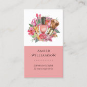 ピンクモダンの水の色のメイクアップアーティストシガーリーック 名刺 (正面)