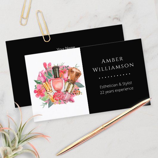 ピンクモダンの水の色のメイクアップアーティストシガーリーック 名刺