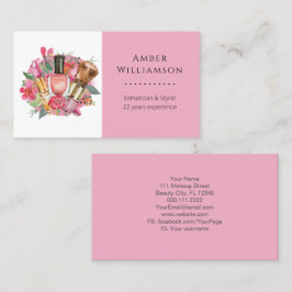ピンクモダンの水の色のメイクアップアーティストシガーリーック 名刺