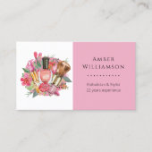 ピンクモダンの水の色のメイクアップアーティストシガーリーック 名刺 (正面)