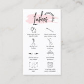 ピンクモダンの水の色のラッシュエクステンションアフターケア 名刺 (正面)