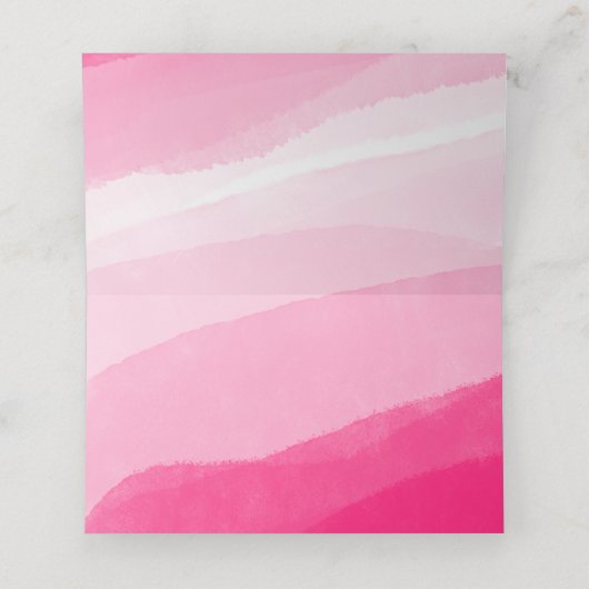 ピンクモダンの水の色の写真結婚の折り畳み プレイスカード (内部開封)