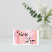 ピンクモダンの水の色ブラシストローク共有愛 紹介カード (スタンド正面)