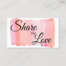 ピンクモダンの水の色ブラシストローク共有愛 紹介カード