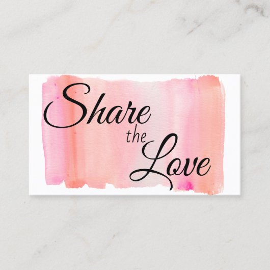 ピンクモダンの水の色ブラシストローク共有愛 紹介カード (正面)