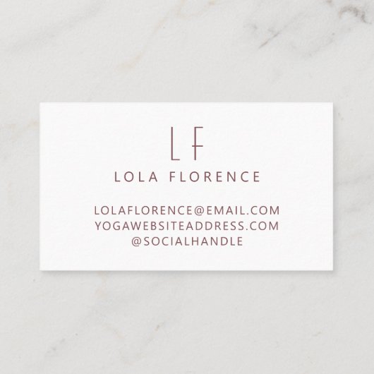 ピンクモダンの水の色YOGAオーバーレイカスタム写真 名刺 (裏面)