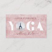 ピンクモダンの水の色YOGAオーバーレイカスタム写真 名刺 (正面)